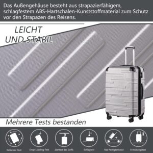Hartschalen-Koffer Rollkoffer Reisekoffer Vergrößerbares Gepäck (Nur Großer Koffer Erweiterbar) ABS Material mit TSA-Schloss und 4 Rollen – Bild 3