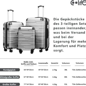 Hartschalen-Koffer Rollkoffer Reisekoffer Vergrößerbares Gepäck (Nur Großer Koffer Erweiterbar) ABS Material mit TSA-Schloss und 4 Rollen – Bild 7
