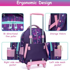 Egchescebo Rucksack mit Rollen Kinderkoffer Mädchen Kinder für Schultrolley – Bild 4