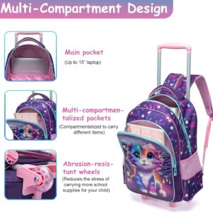 Egchescebo Rucksack mit Rollen Kinderkoffer Mädchen Kinder für Schultrolley – Bild 6