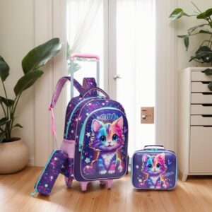 Egchescebo Rucksack mit Rollen Kinderkoffer Mädchen Kinder für Schultrolley – Bild 7