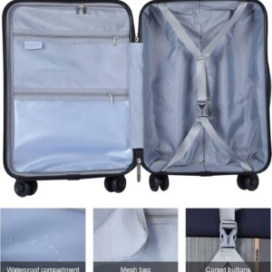 Handgepäck Koffer mit Laptoptasche mit Frontöffnung, 20 Zoll ABS+PC Leicht Hartschalenkoffer, TSA Schloss, YKK Reißverschluss, 4 360°Schwenkrollen, 6 Farben (Schwarz/M/45L) – Bild 3