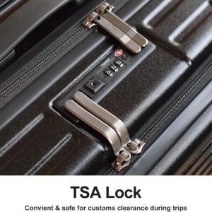 Handgepäck Koffer mit Laptoptasche mit Frontöffnung, 20 Zoll ABS+PC Leicht Hartschalenkoffer, TSA Schloss, YKK Reißverschluss, 4 360°Schwenkrollen, 6 Farben (Schwarz/M/45L) – Bild 5