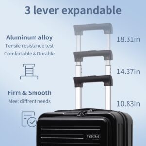 Handgepäck Koffer mit Laptoptasche mit Frontöffnung, 20 Zoll ABS+PC Leicht Hartschalenkoffer, TSA Schloss, YKK Reißverschluss, 4 360°Schwenkrollen, 6 Farben (Schwarz/M/45L) – Bild 7