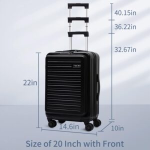 Handgepäck Koffer mit Laptoptasche mit Frontöffnung, 20 Zoll ABS+PC Leicht Hartschalenkoffer, TSA Schloss, YKK Reißverschluss, 4 360°Schwenkrollen, 6 Farben (Schwarz/M/45L) – Bild 8
