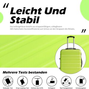 Hartschalen-Koffer Trolley Rollkoffer Reisekoffer mit TSA-Schloss und 4 Rollen (Weiß/Braun, Handgepäck) – Bild 3