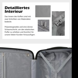 Hartschalen-Koffer Trolley Rollkoffer Reisekoffer mit TSA-Schloss und 4 Rollen (Weiß/Braun, Handgepäck) – Bild 6