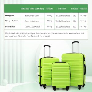 Hartschalen-Koffer Trolley Rollkoffer Reisekoffer mit TSA-Schloss und 4 Rollen (Weiß/Braun, Handgepäck) – Bild 7