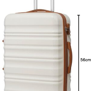 Hartschalen-Koffer Trolley Rollkoffer Reisekoffer mit TSA-Schloss und 4 Rollen (Weiß/Braun, Handgepäck) – Bild 8