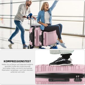 BEIBYE 2088 Zwillingsrollen Reisekoffer Koffer Trolleys Hartschale M-L-XL-Set in 15 Farben, Erweiterbar (Rosagold, M) – Bild 5