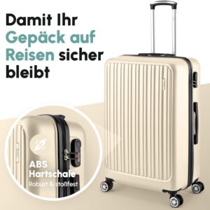 ABS Hartschalenkoffer - Ergonomisch & Sicher - Kleiner Trolley Koffer mit 360° Rädern, Zahlen-Schloss - Rollkoffer, Reisekoffer Klein (Cream White, 54cm) – Bild 3