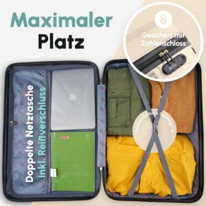 ABS Hartschalenkoffer - Ergonomisch & Sicher - Kleiner Trolley Koffer mit 360° Rädern, Zahlen-Schloss - Rollkoffer, Reisekoffer Klein (Cream White, 54cm) – Bild 5