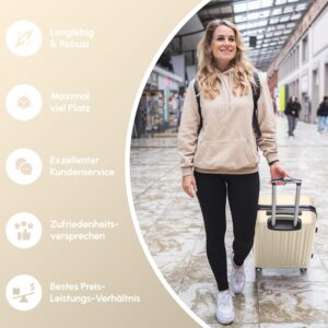 ABS Hartschalenkoffer - Ergonomisch & Sicher - Kleiner Trolley Koffer mit 360° Rädern, Zahlen-Schloss - Rollkoffer, Reisekoffer Klein (Cream White, 54cm) – Bild 7