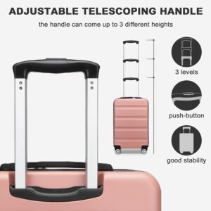 KONO Koffer Trolley Handgepäck Kabinenkoffer Leichte Hartschalengepäck mit TSA-Schloss und doppelte Spinnrollen für Reisen und Business 55x35x22cm, Nude – Bild 4