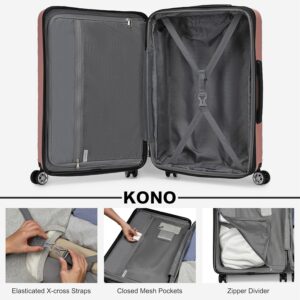 KONO Koffer Trolley Handgepäck Kabinenkoffer Leichte Hartschalengepäck mit TSA-Schloss und doppelte Spinnrollen für Reisen und Business 55x35x22cm, Nude – Bild 6