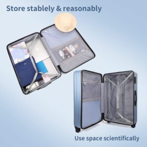 Handgepäck Koffer mit Laptoptasche mit Frontöffnung, 20 Zoll ABS+PC Leicht Hartschalenkoffer, TSA Schloss, YKK Reißverschluss, 4 360°Schwenkrollen, 6 Farben (Eisblau/M/45L) – Bild 3