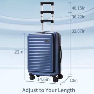 Handgepäck Koffer mit Laptoptasche mit Frontöffnung, 20 Zoll ABS+PC Leicht Hartschalenkoffer, TSA Schloss, YKK Reißverschluss, 4 360°Schwenkrollen, 6 Farben (Eisblau/M/45L) – Bild 8