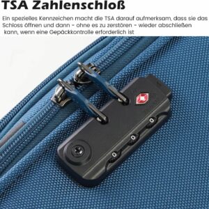 COOLIFE Koffer Trolley Koffer Reisekoffer von 4 Rollen Stoffkoffer Handgepäck TSA-Schloss Der Koffer Enthält 1 Große Umhängetasche (Mittlerer Koffer-Set 2tlg, lila+Silber) – Bild 4