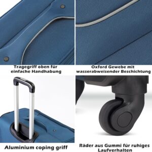 COOLIFE Koffer Trolley Koffer Reisekoffer von 4 Rollen Stoffkoffer Handgepäck TSA-Schloss Der Koffer Enthält 1 Große Umhängetasche (Mittlerer Koffer-Set 2tlg, lila+Silber) – Bild 6