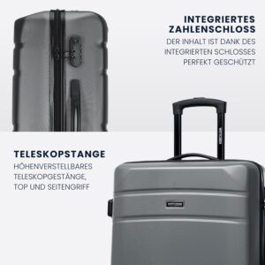 WITTCHEN Mittlerer Koffer Mittelgroßer Trolley Koffer Reisekoffer Check-In Gepäck aus ABS Hartschalen Trolley 4 Rollen Kombinationsschloss Grau – Bild 5