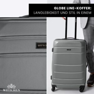 WITTCHEN Mittlerer Koffer Mittelgroßer Trolley Koffer Reisekoffer Check-In Gepäck aus ABS Hartschalen Trolley 4 Rollen Kombinationsschloss Grau – Bild 9
