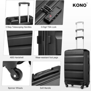Kono Gepäck-Set Reise ABS Hartschale Kabinenkoffer mit TSA-Schloss und erweiterbarer Reisetasche & Kulturbeutel – Bild 3
