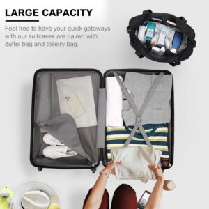 Kono Gepäck-Set Reise ABS Hartschale Kabinenkoffer mit TSA-Schloss und erweiterbarer Reisetasche & Kulturbeutel – Bild 5