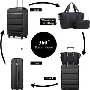 Kono Gepäck-Set Reise ABS Hartschale Kabinenkoffer mit TSA-Schloss und erweiterbarer Reisetasche & Kulturbeutel – Bild 6