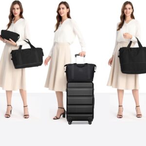 Kono Gepäck-Set Reise ABS Hartschale Kabinenkoffer mit TSA-Schloss und erweiterbarer Reisetasche & Kulturbeutel – Bild 7
