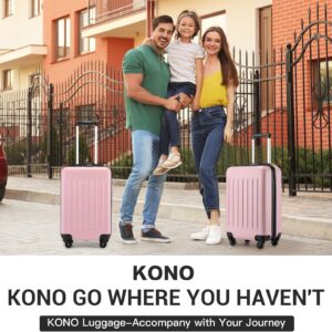 Kono Hartschale Koffer Trolley Rollkoffer Handgepäck Koffer Zwillingsrollen ABS Handgepäck Bordgepäck 4 Rollen, 55cm 20 Zoll(Pink) – Bild 7