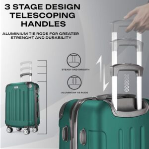 POSH Hartschalenkoffer Koffer & trolleys rollkoffer handgepäck reisekoffer mit Rollen | Koffer groß, mittelgroß, klein ABS | Leichter Kofferset 3 teilig im M-L-XL (Dunkelgrün, M) – Bild 5
