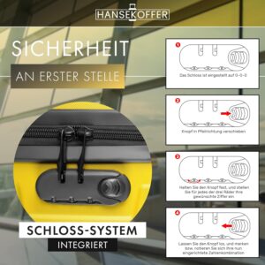 HANSEKOFFER Hartschalenkoffer mittelgroß · Koffer L · Reisekoffer mit Rollen · Trolley mit Teleskopgriff · Leicht · Rollkoffer mit Zahlenschloss · Gelb – Bild 5