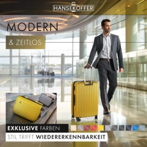 HANSEKOFFER Hartschalenkoffer mittelgroß · Koffer L · Reisekoffer mit Rollen · Trolley mit Teleskopgriff · Leicht · Rollkoffer mit Zahlenschloss · Gelb – Bild 6