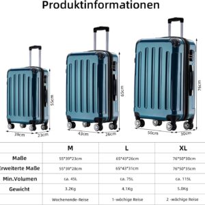 BEIBYE Hartschalen Koffer Trolley Rollkoffer Reisekoffer 4 Zwillingsrollen Polycabonat (Pale Green, Handgepäck 55cm-40L) – Bild 6