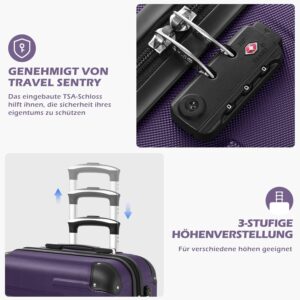 COOLIFE Hartschalen-Koffer Rollkoffer Reisekoffer Vergrößerbares Gepäck (Nur Großer Koffer Erweiterbar) ABS Material mit TSA-Schloss und 4 Rollen – Bild 4