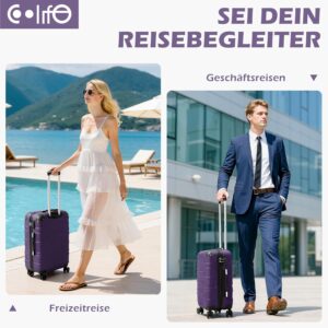 COOLIFE Hartschalen-Koffer Rollkoffer Reisekoffer Vergrößerbares Gepäck (Nur Großer Koffer Erweiterbar) ABS Material mit TSA-Schloss und 4 Rollen – Bild 6