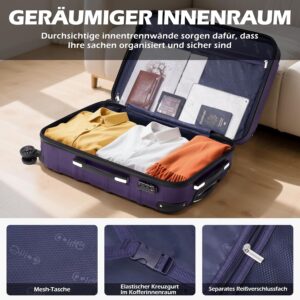 COOLIFE Hartschalen-Koffer Rollkoffer Reisekoffer Vergrößerbares Gepäck (Nur Großer Koffer Erweiterbar) ABS Material mit TSA-Schloss und 4 Rollen – Bild 9