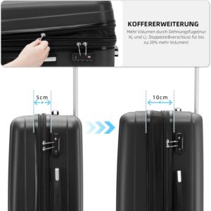 BEIBYE TSA-Schloß 2080 Hangepäck Zwillingsrollen neu Reisekoffer Koffer Trolley Hartschale Set-XL-L-M(Boardcase) (Schwarz, XL) – Bild 3