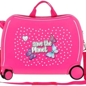 Enso Save The Planet Kinder-Koffer Rosa 50x38x20 cms Hartschalen ABS Kombinationsschloss 34L 2,1Kgs 4 Räder Handgepäck – Bild 3