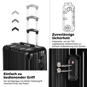 COOLIFE Hartschalenkoffer Rollkoffer Reisekoffer Handgepäck, PC+ABS-Material leicht, mit TSA-Schloss und 4 multidirektionale Räder langlebig – Bild 4