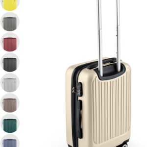ABS Hartschalenkoffer - Ergonomisch & Sicher - Kleiner Trolley Koffer mit 360° Rädern, Zahlen-Schloss - Rollkoffer, Reisekoffer Klein (Cream White, 54cm)