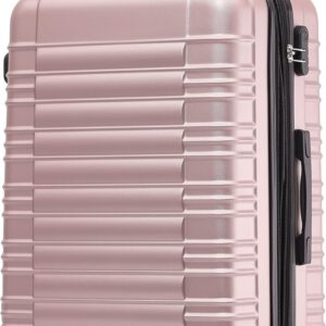 BEIBYE 2088 Zwillingsrollen Reisekoffer Koffer Trolleys Hartschale M-L-XL-Set in 15 Farben, Erweiterbar (Rosagold, M)