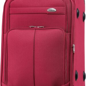 BEIBYE Leichter Stoffkoffer Kofferset Trolley Außentaschen Dehungsfuge mehr Stauraum mit Zahlenschloss (Weinrot, M-Handgepäck-54cm)
