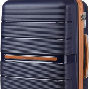 British Traveller Reisekoffer Handgepäck Koffer Trolleys Handgepäck Hartschalenkoffer 100% PP Handgepäck Koffer mit 8 Spinnerräder Rollkoffer 56 * 37 * 22cm Suitcase TSA-Schloss Neu Dunkelblau