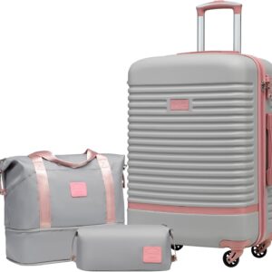 COOLIFE Koffer Trolley Koffer Reisekoffer von ABS Hartschalen Trolley 4 Rollen TSA-Schloss Der Koffer Enthält 1 Reisetasche und 1 Kulturbeutel