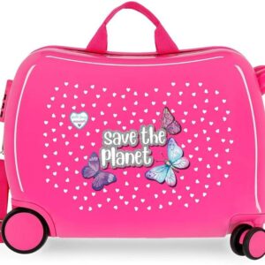 Enso Save The Planet Kinder-Koffer Rosa 50x38x20 cms Hartschalen ABS Kombinationsschloss 34L 2,1Kgs 4 Räder Handgepäck