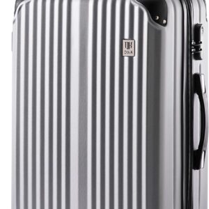 Handgepäck Koffer Trolleys 76cm Leicht Erweiterbar Hartschalenkoffer Reisekoffer mit 4 Rollen und Schloss, 80Liter, Zwillingsrollen ABS+PC Rollkoffer (Silber, L)