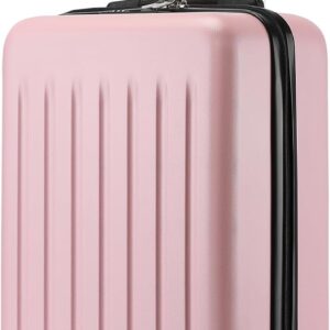 Kono Hartschale Koffer Trolley Rollkoffer Handgepäck Koffer Zwillingsrollen ABS Handgepäck Bordgepäck 4 Rollen, 55cm 20 Zoll(Pink)
