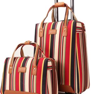 Reisen Handgepäck Trolley, Unisex Rollkoffer mit Rollen und Handtasche, Multifunktions Reisekoffer Set 2 Teilig Stoff Wasserdicht Leicht Koffer Set, 50 * 33 * 21 cm, Hohe Kapazität,Rot