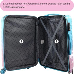 Blade Erweiterbares Handgepäck - Hartschalen Koffer Trolley - Leichter Reisekoffer Handgepäck aus ABS+PC mit TSA Schloss - 4 Spinner Räder Koffer- Rollkoffer (Blau-Pink-M) – Bild 4